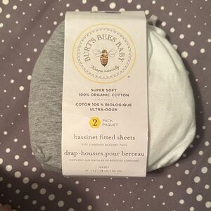 Burt's Bees Baby Organic Cotton Bassinet Sheets Two Pack - Gray and White
